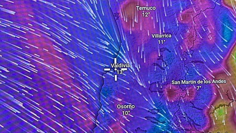 Nuevo río atmosférico y sistemas frontales dejarán precipitaciones de hasta 60 mm en el sur del país